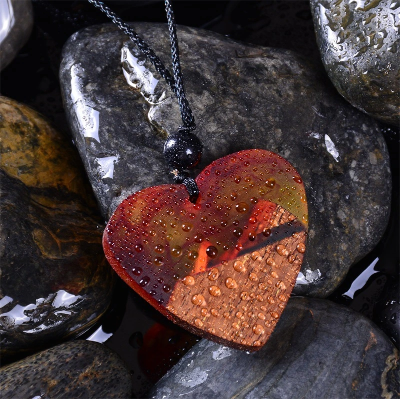 Ocean Solidified Wood Resin Pendant Necklace For Women