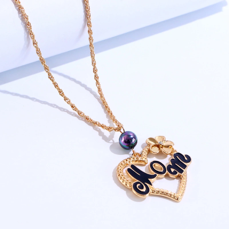 Trendy Painted Letters Pendant Necklace