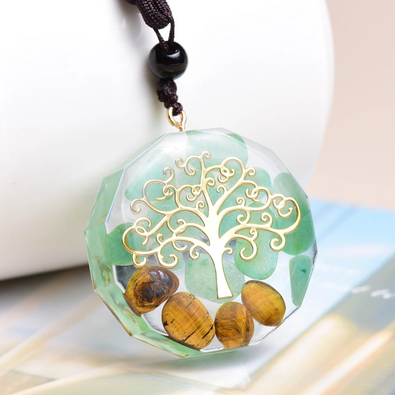 Ogan Energy Tree Of Life Pendant Natural Tiger Eye Stone