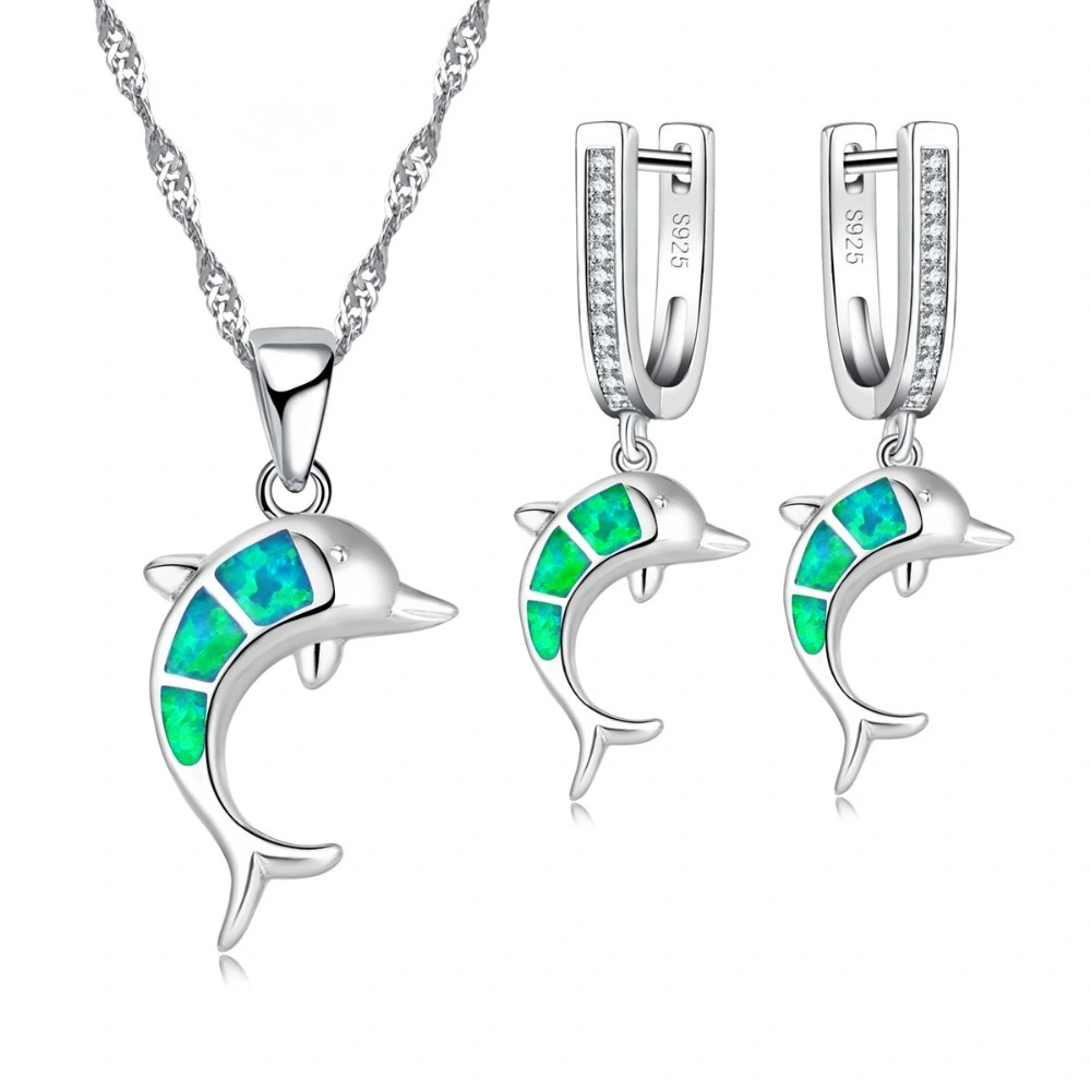 Three-piece Set Of Five-color Necklace And Earrings