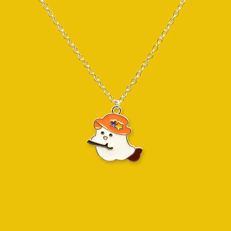 Flying Little Ghost Necklace Ins Cool Tide Broom Little Witch