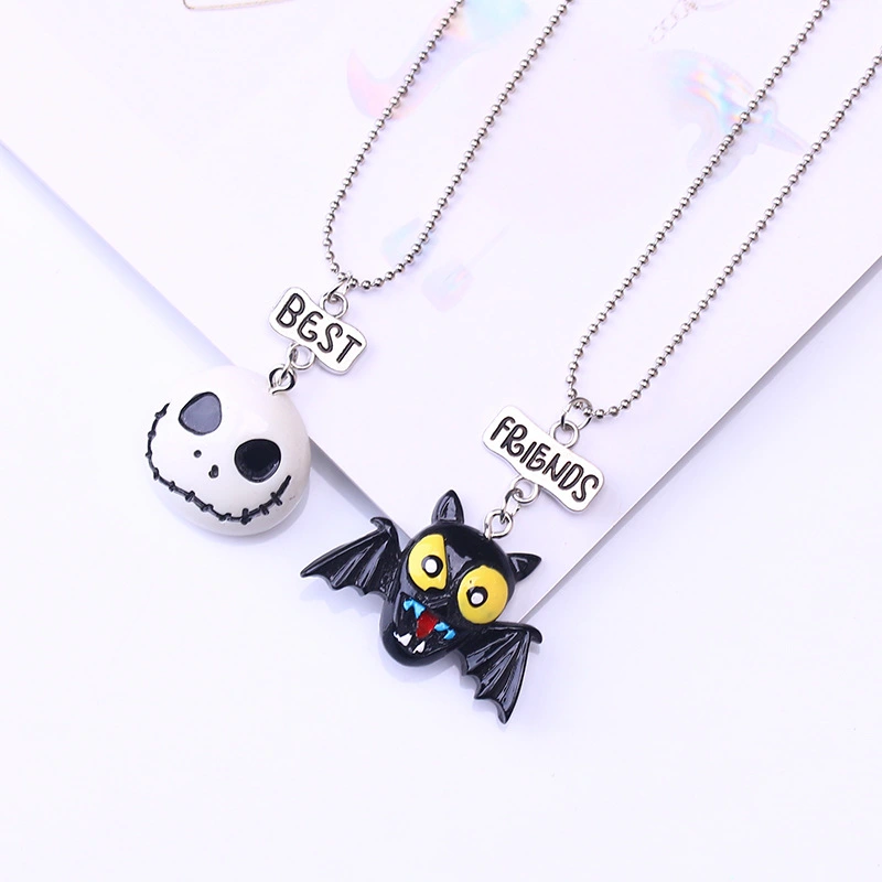European And American Popular Halloween Doll Bat Children's Necklace Two-piece