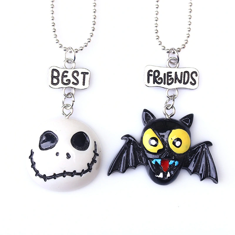 European And American Popular Halloween Doll Bat Children's Necklace Two-piece