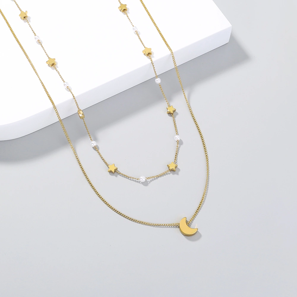 Moon clip bead chain multi-layer necklace is detachable