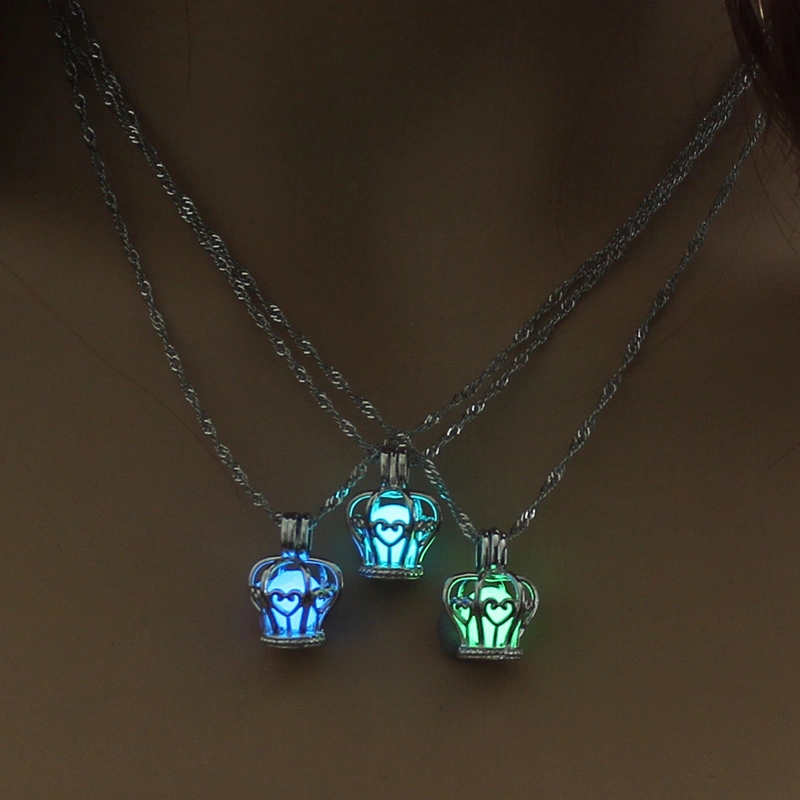 Halloween multi-colored glow-in-the-dark crown hollowed out DIY necklace