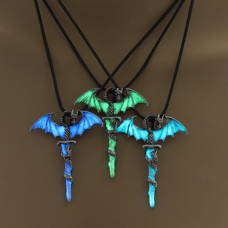 Halloween multicolored glow-in-the-dark Dragon hip-hop necklace