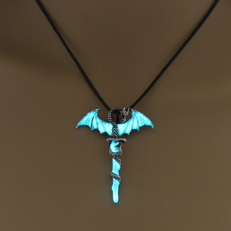 Halloween multicolored glow-in-the-dark Dragon hip-hop necklace