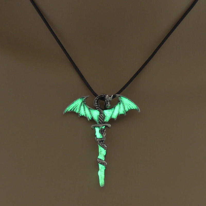 Halloween multicolored glow-in-the-dark Dragon hip-hop necklace