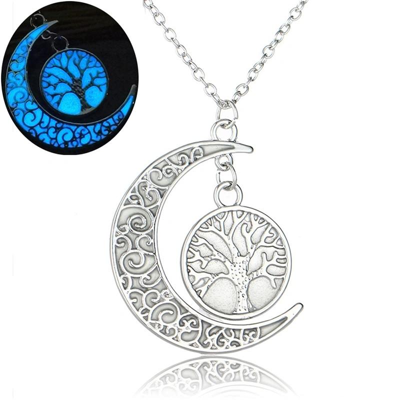 Halloween Multicolored Moonlit Tree Of Life Necklace