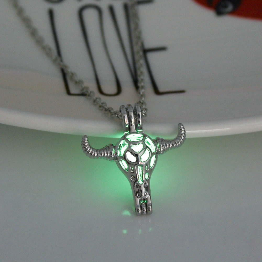 Halloween multi-colored glow-in-the-dark Minotaur necklace