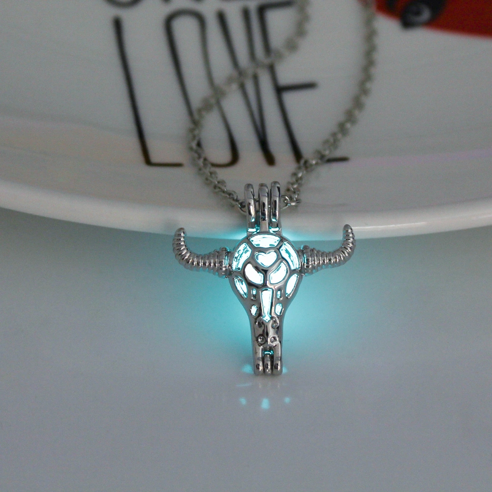 Halloween multi-colored glow-in-the-dark Minotaur necklace