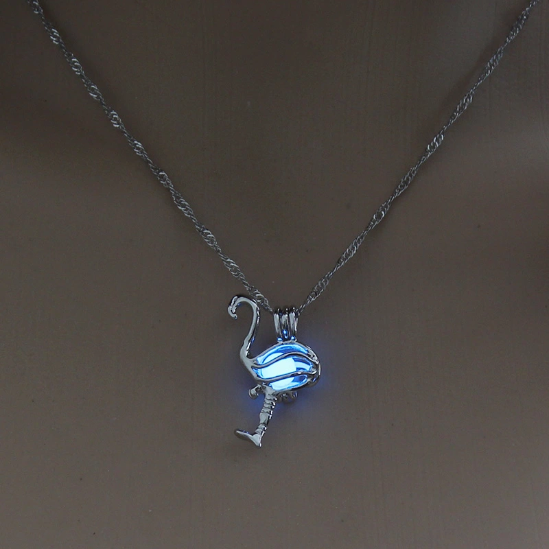Glow-in-the-dark Flamingo cut-out diy necklace
