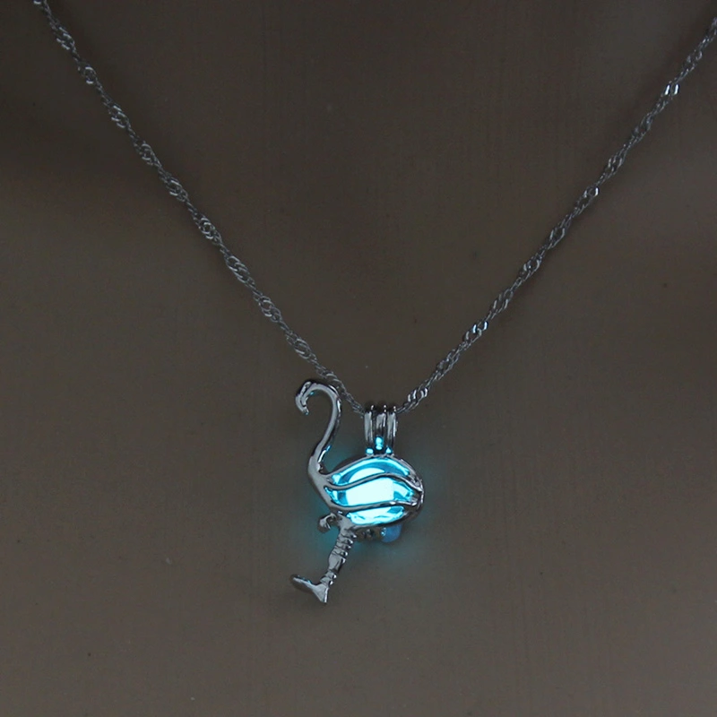 Glow-in-the-dark Flamingo cut-out diy necklace