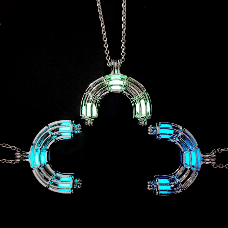 Glow-in-the-dark rainbow meniscus hollowed out DIY necklace