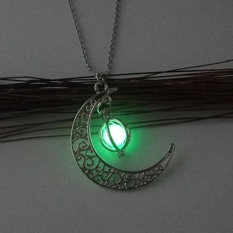 Multi-colored Night Light Moon Pumpkin necklace