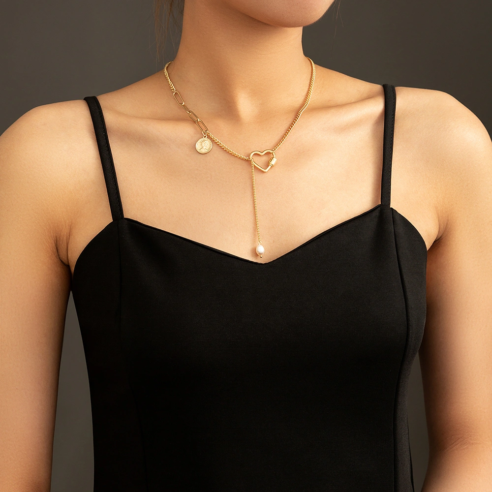 Natural Pearl Stitching y-shaped necklace