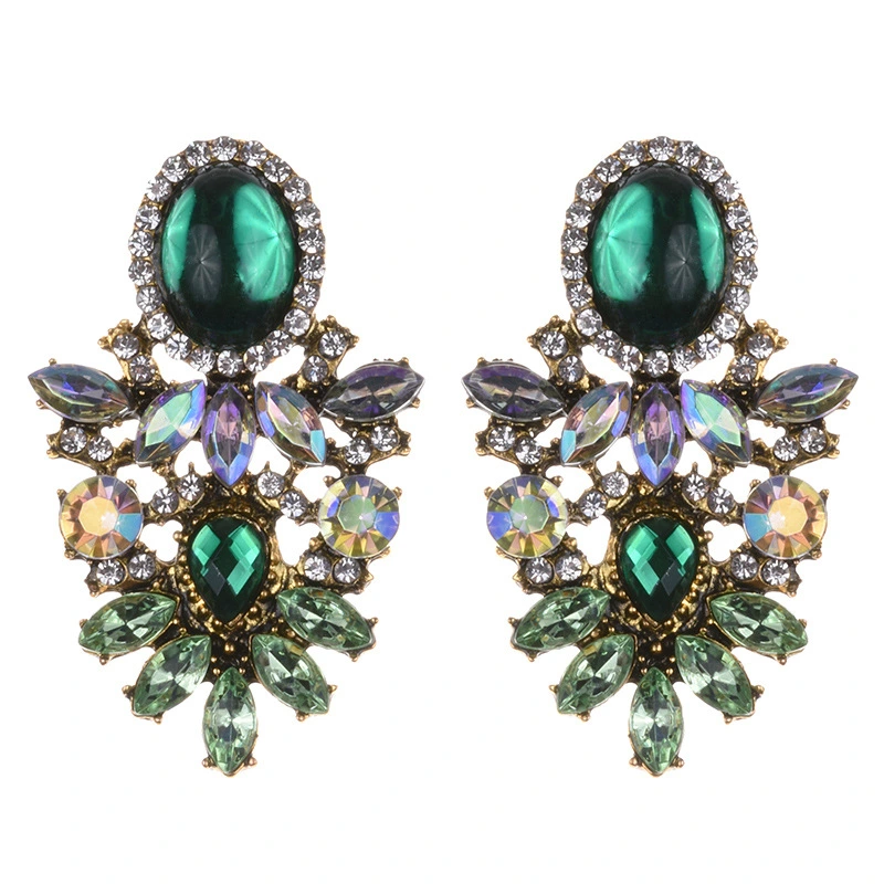 Alloy Stud With Bohemian Style Cracked Gemstone Earrings