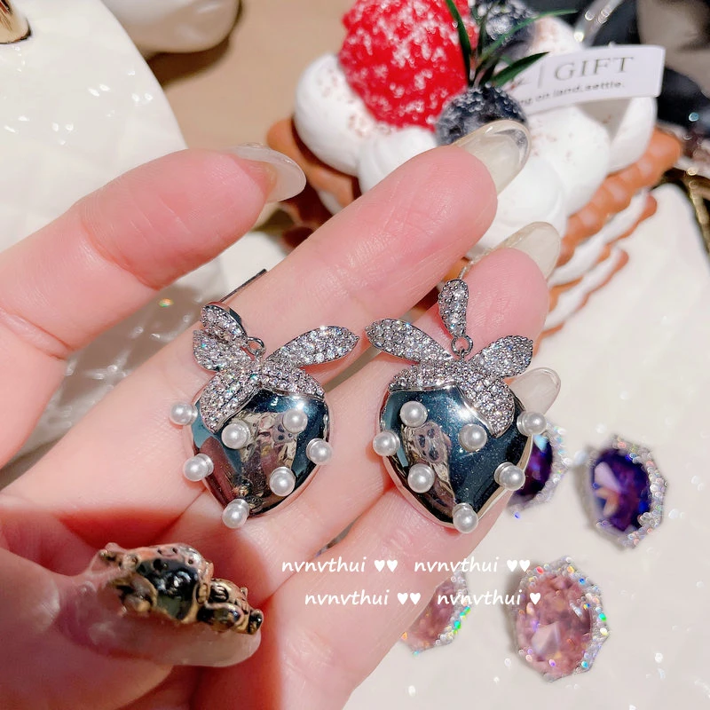 Water Drop Heart Multi-faceted Colorful Zircon Earrings Earrings