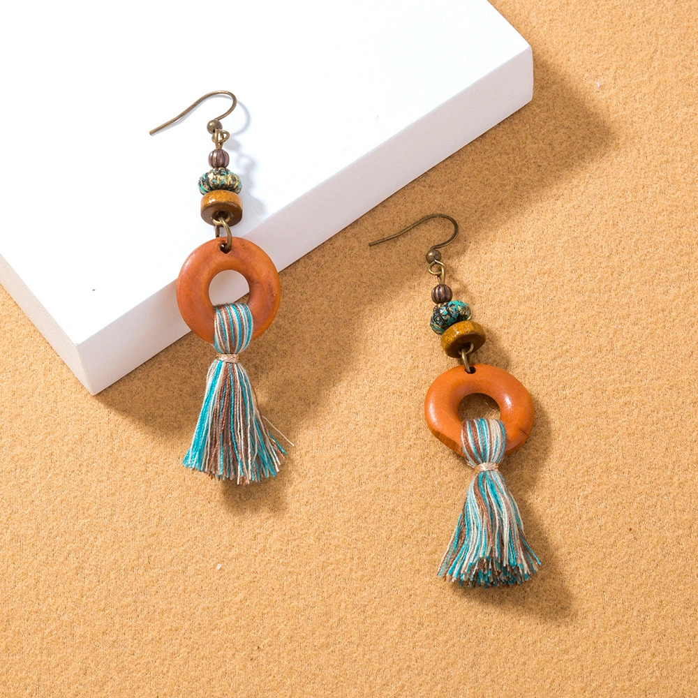 Personalized Fashion Wild Long Tassel Earrings Creative Wood