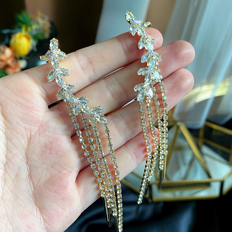 New Shiny Tassel High-end Diamond Earrings Long