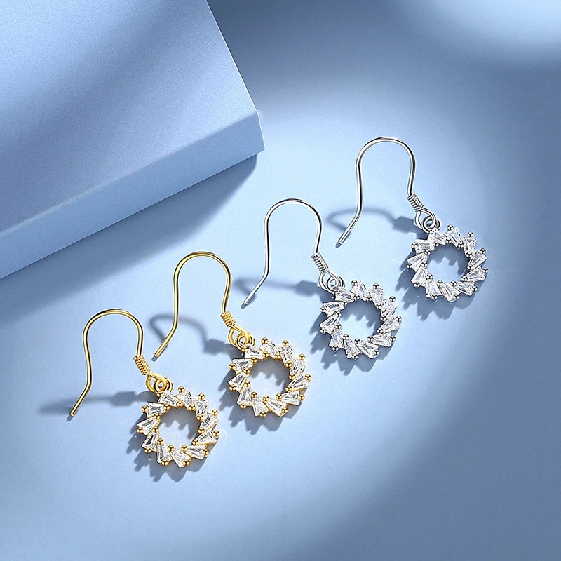 Sterling Silver S925 Circle Shape Earrings