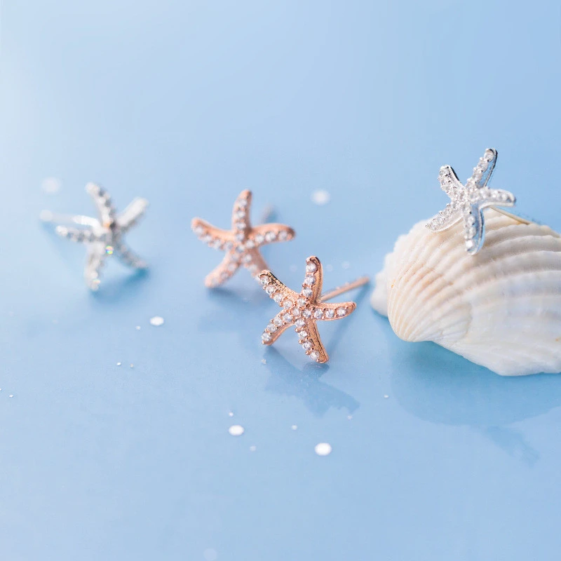 Tremella Studs Simple And Cute Starfish With Diamonds