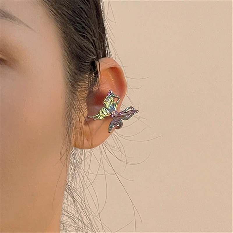 Fashion Laser Colorful Butterfly Copper Earrings