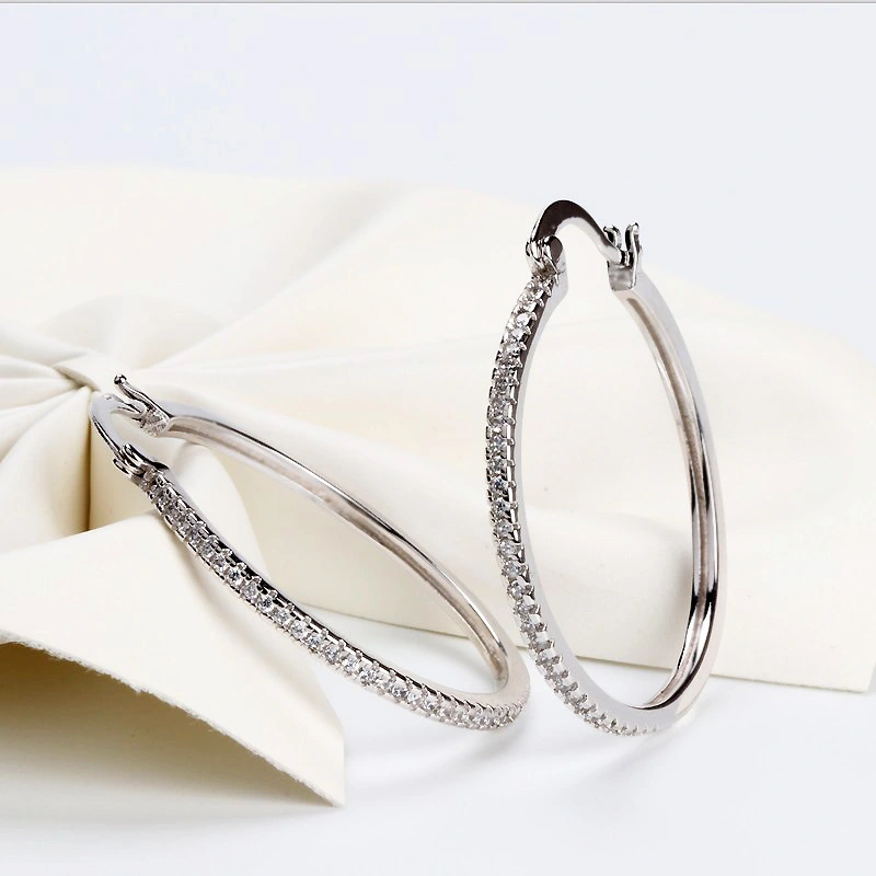 Large Circle Inlaid Zircon Earrings Women Exaggerated