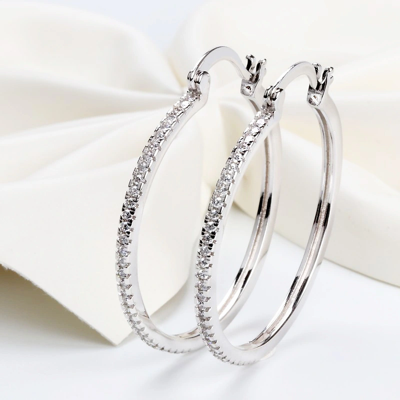 Large Circle Inlaid Zircon Earrings Women Exaggerated
