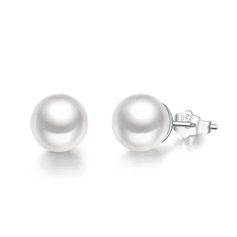 Silver Pearl Stud Earrings Women's Simple And Versatile