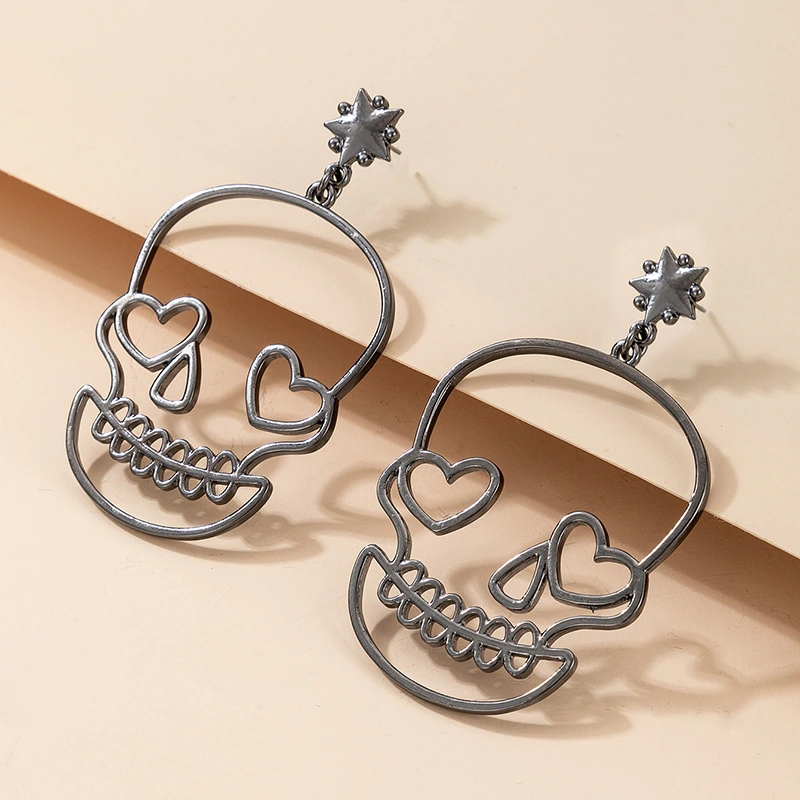 Funny Halloween Christmas Exaggerated Skull Love Earrings Stud Earrings