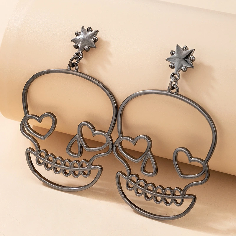 Funny Halloween Christmas Exaggerated Skull Love Earrings Stud Earrings