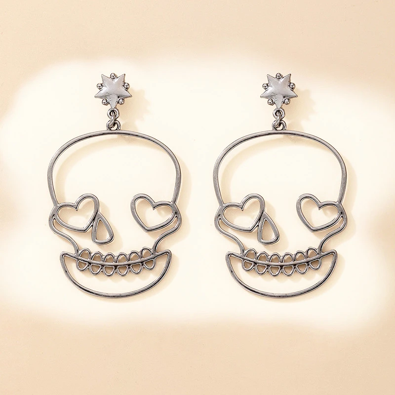 Funny Halloween Christmas Exaggerated Skull Love Earrings Stud Earrings