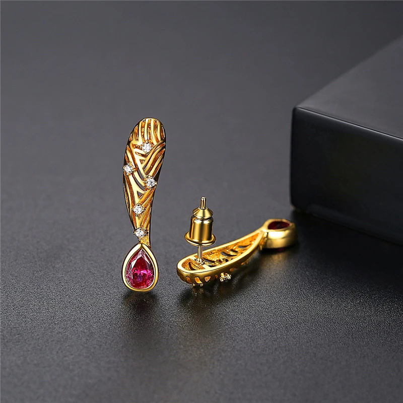 Cinnabar Earrings European And American New Creative Palace Style Ladies