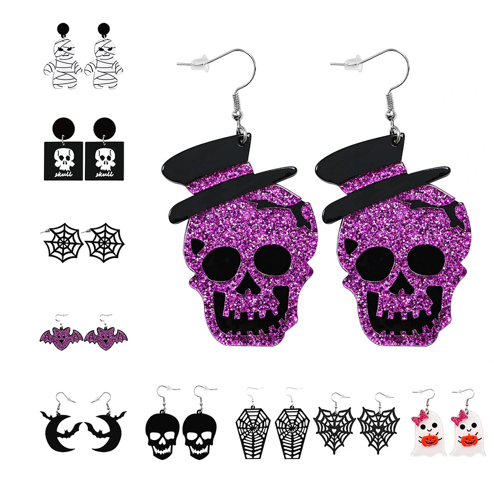 Creative Ghost Spider Skeleton Bat Acrylic Sheet Resin Earrings