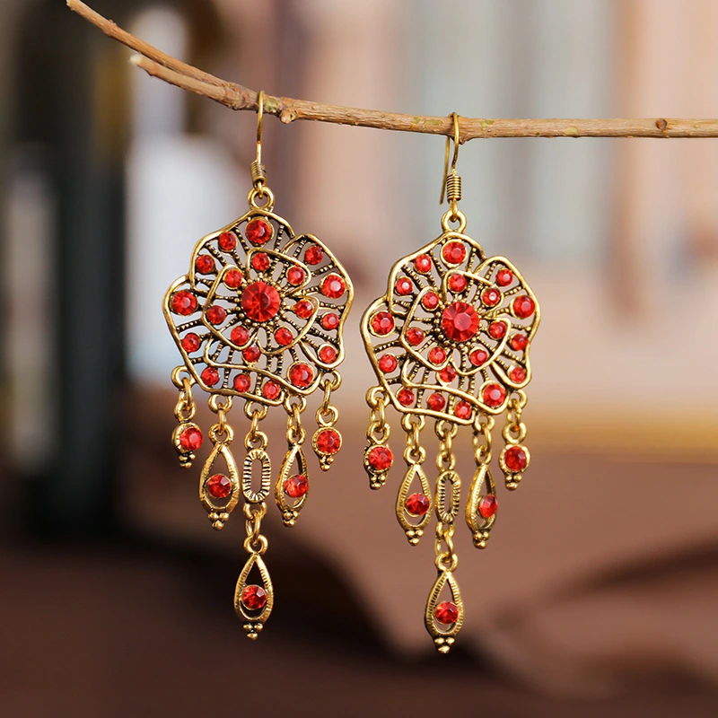 Creative New Female Flower-shaped Full Diamond Texture Earrings