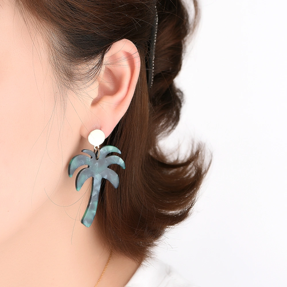 Korean Fashion Trendy Green Coconut Tree Shape Pendant Earrings