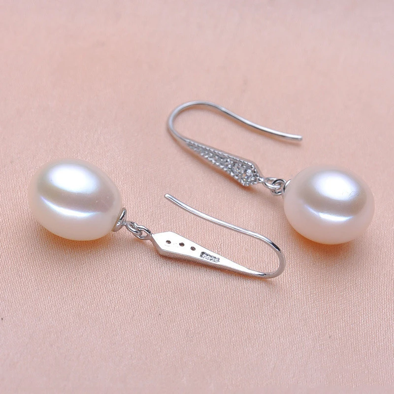 Silver Freshwater Pearl Earrings Women's Simple Fashion Ear Hook