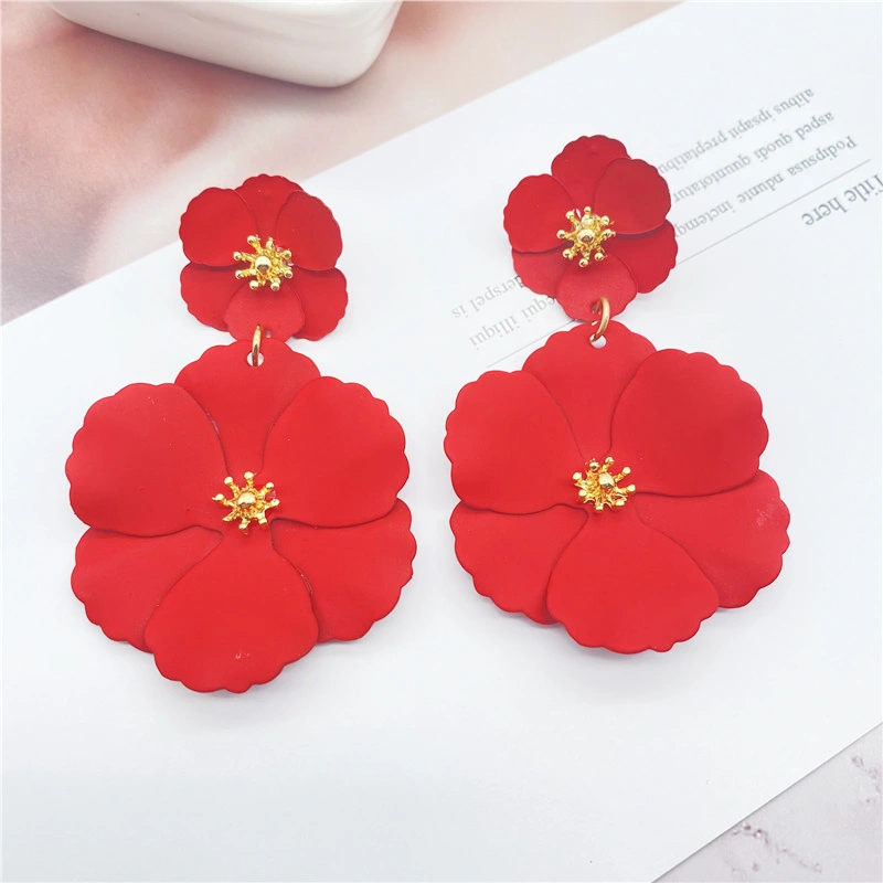 The New Forest Flower Earrings Creative Simple Fashion Alloy Spray Paint Multicolor