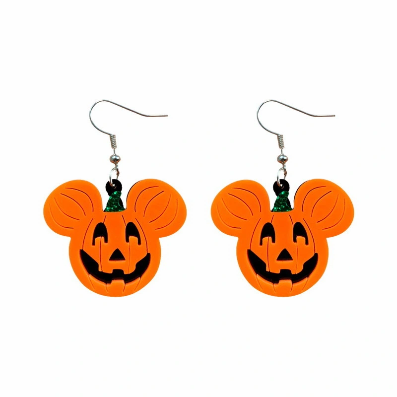 Pumpkin Ghost Ghost Head Bat Earrings Female