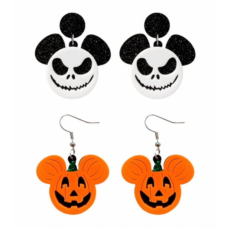 Pumpkin Ghost Ghost Head Bat Earrings Female