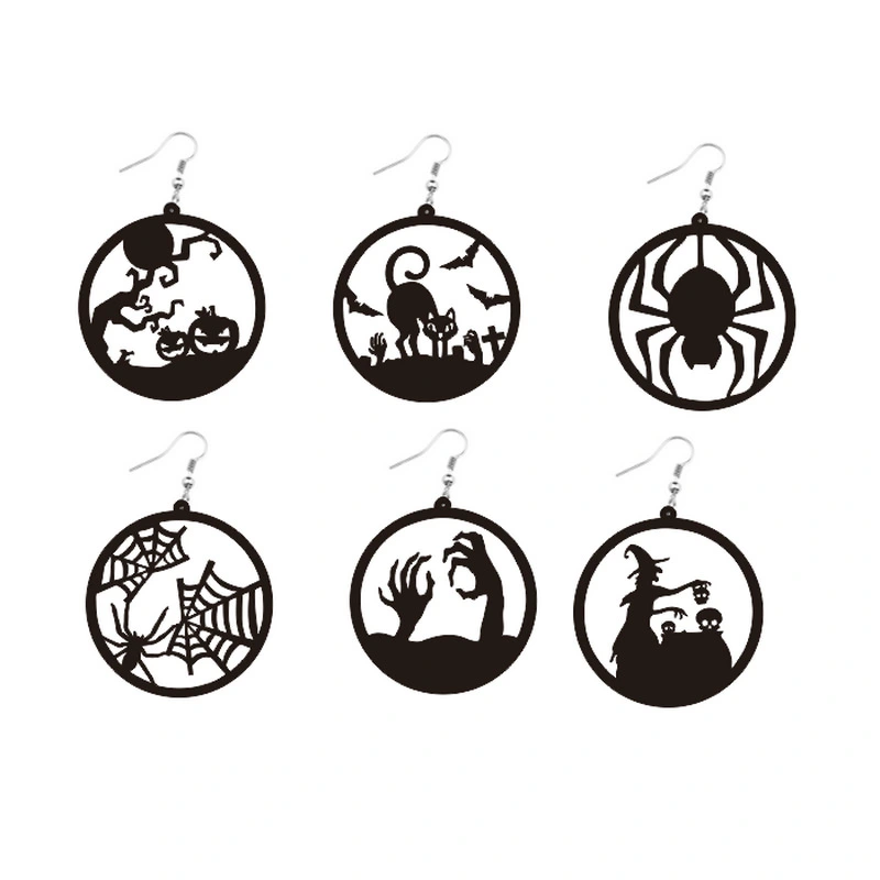 Round Acrylic Halloween Earrings