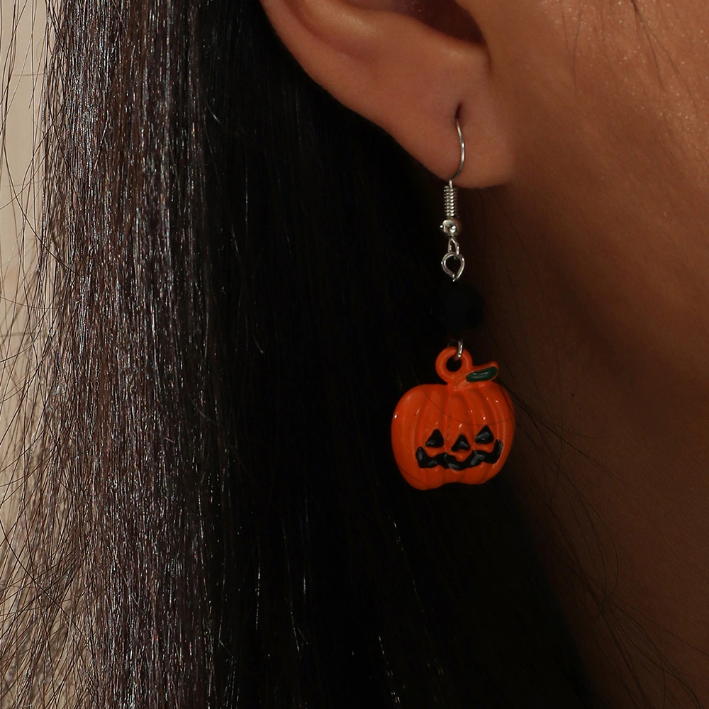 Personality Scary Face Pumpkin Earrings Ear Hooks