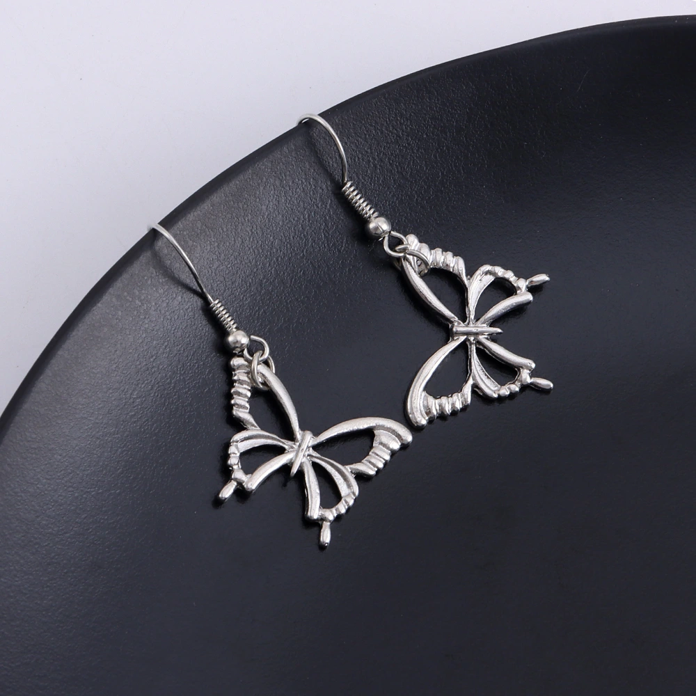 Ornaments Retro Simple Hollow Butterfly Pendant Earrings Women