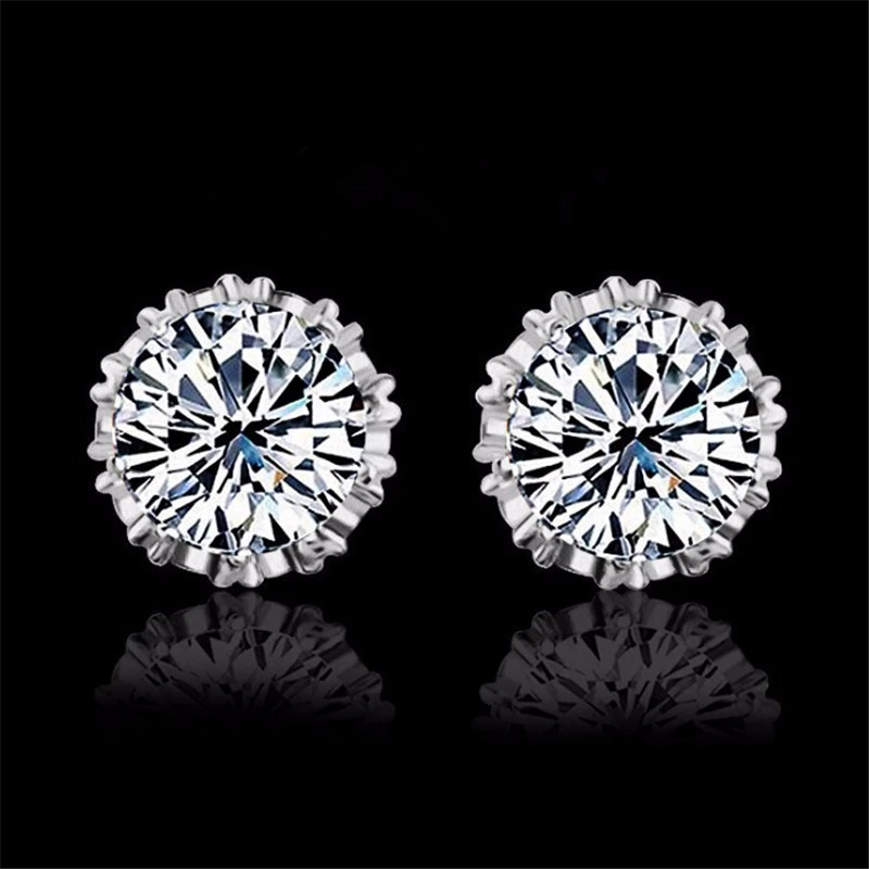 Shiny Zircon Earrings Crown Jewelry Classic