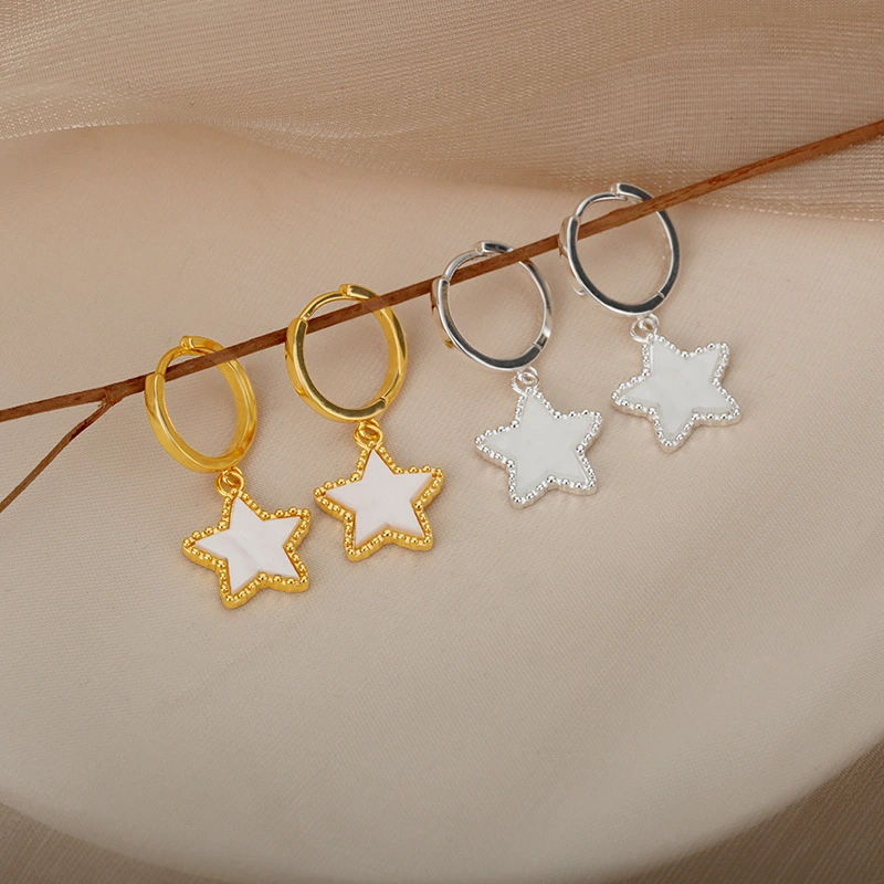 New Opal Inlaid Star Earrings For Women