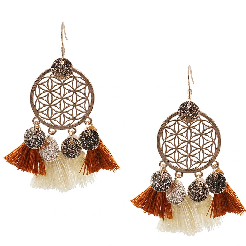 Women's Bohemian Long Fringed Circle Earrings