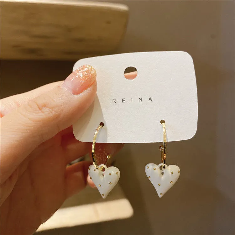 Retro Paint Wave Dot Love 925 Silver Pin Earrings