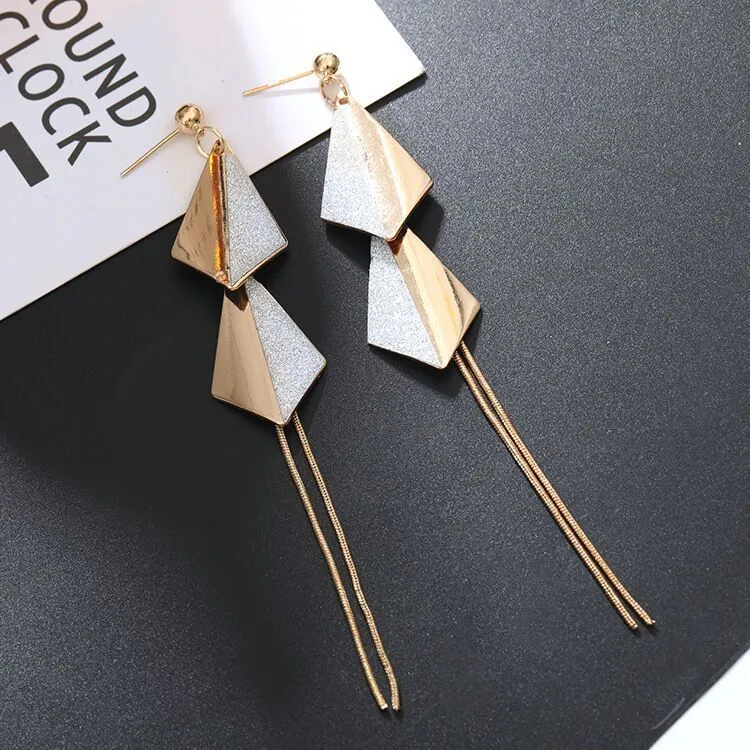 Fashion Long Rhombus Geometry Alloy Earrings