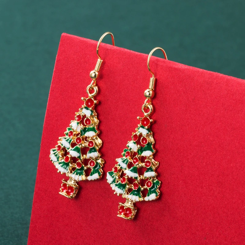 New  Series Asymmetric Christmas Tree Snowflake Earrings